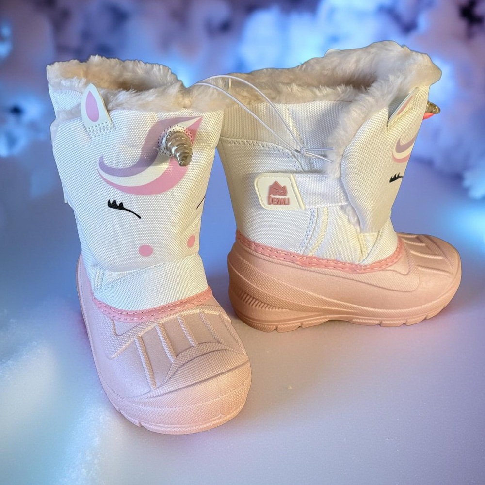 Denali NWT Girls Boots Sz 6 Fluffy Pink & White Unicorn Winter Boots (SH025)